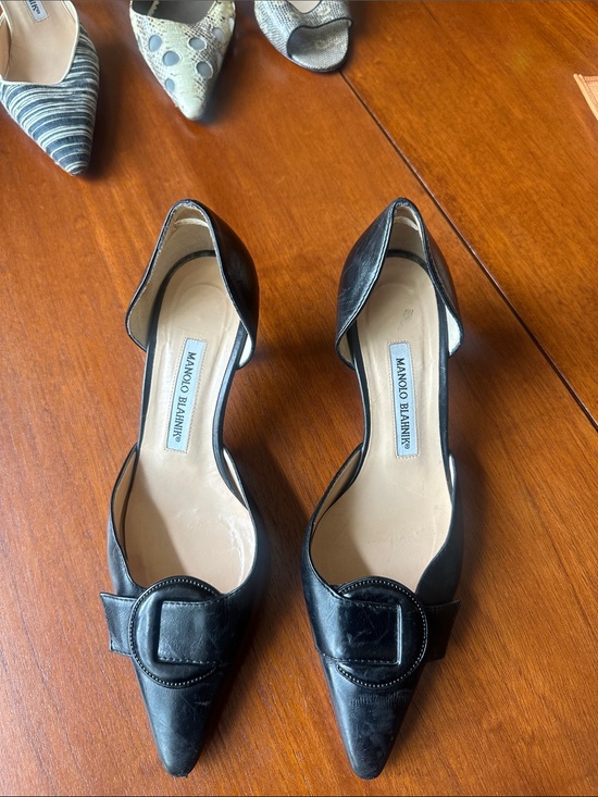 Manolo Blahnik Shoes - Manolo Blahnik Black Leather Pointed with Buckle
